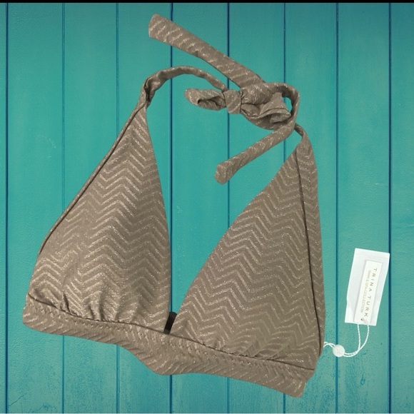 Trina Turk Other - NWT Trina Turk Bronze Lurex Glittery Halter Bikini Top Size 12
